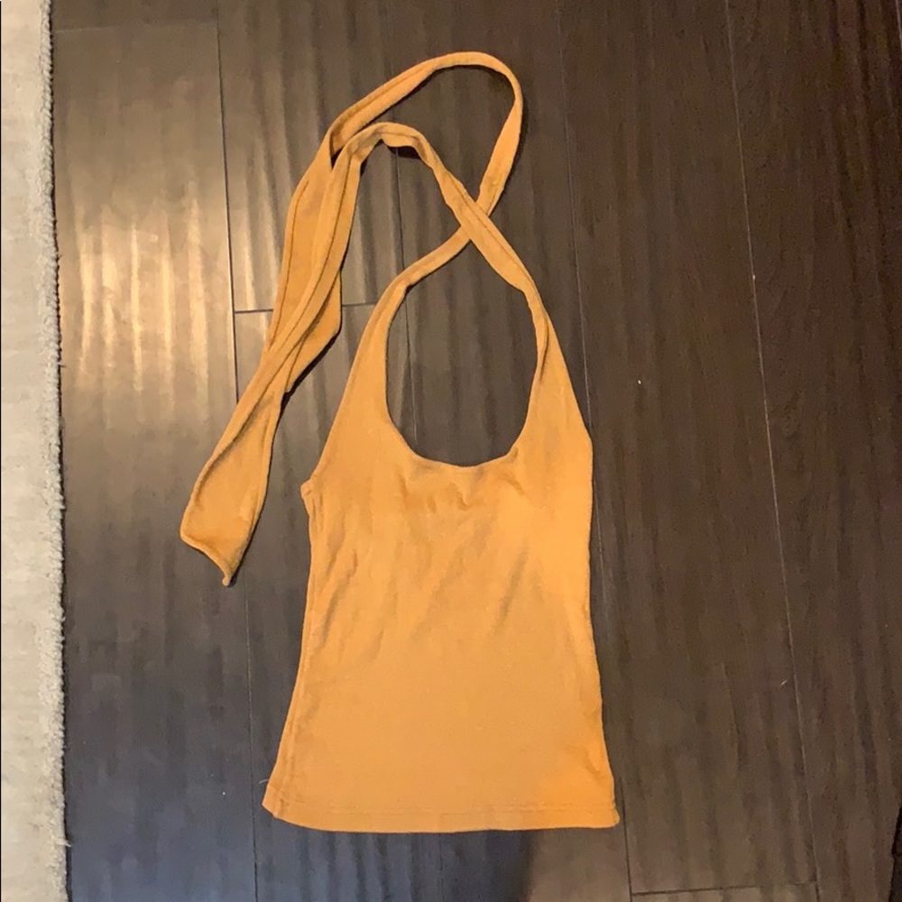 ❌SOLD❌Micheal stars mustard shimmery halter